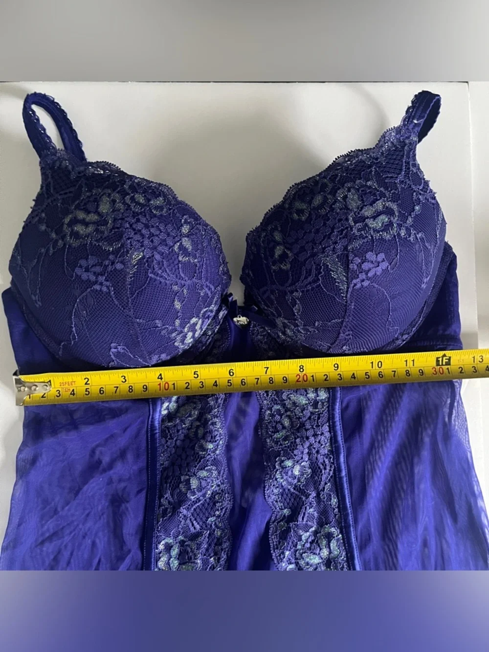 La SENZA Black Strappy Teddy / Blue Chemise / Black Lace Corset Size Medium Lot - Picture 7 of 16